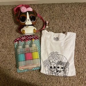 L.O.L Surprise Biggie Pets D.J. K9 Backpack Coin Bank Toy and Girls Tie-Dye Kit